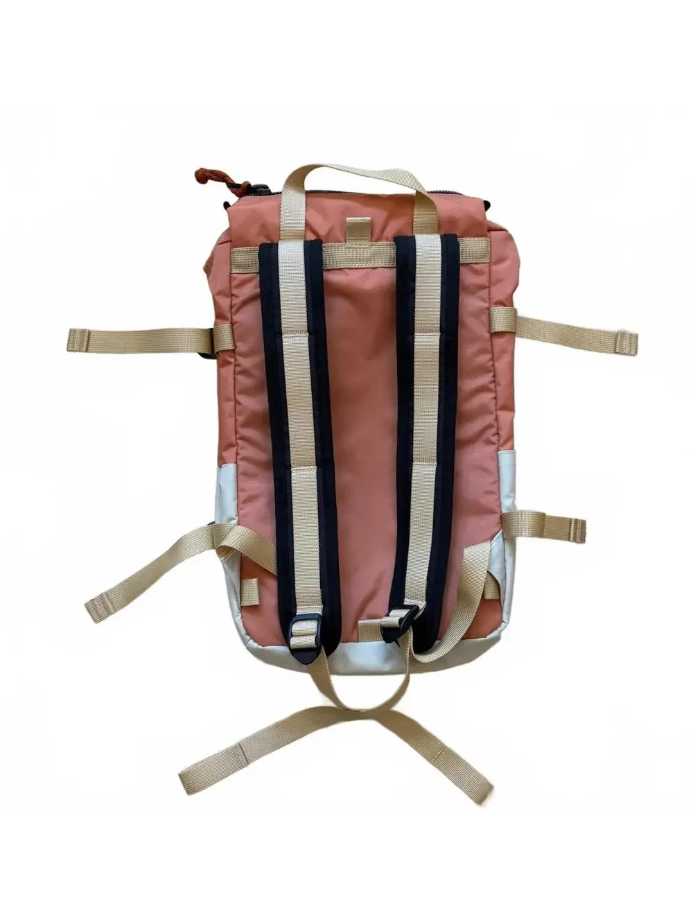 Topo Designs Coral and Cream Roll-Top Backpack